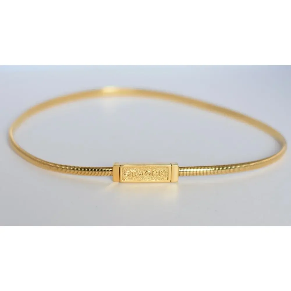 Signature ST. JOHN Knit Gold Tone Metal Stretch Skinny Waist Belt 25